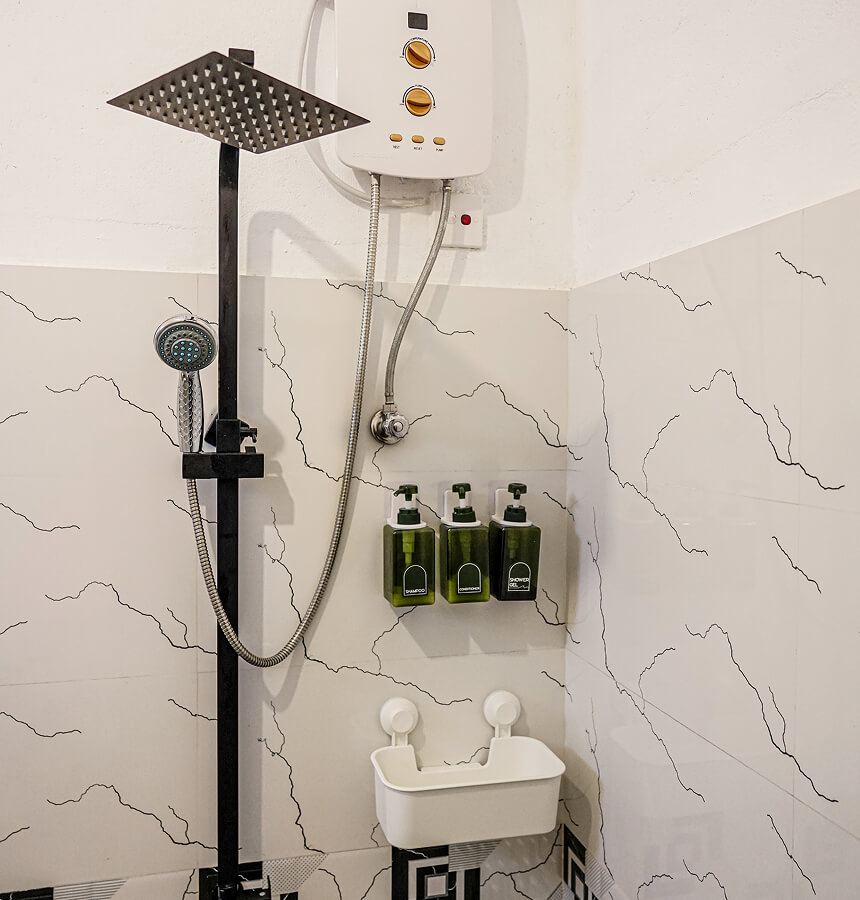 Shared shower downstairs hiriketiya accommodation