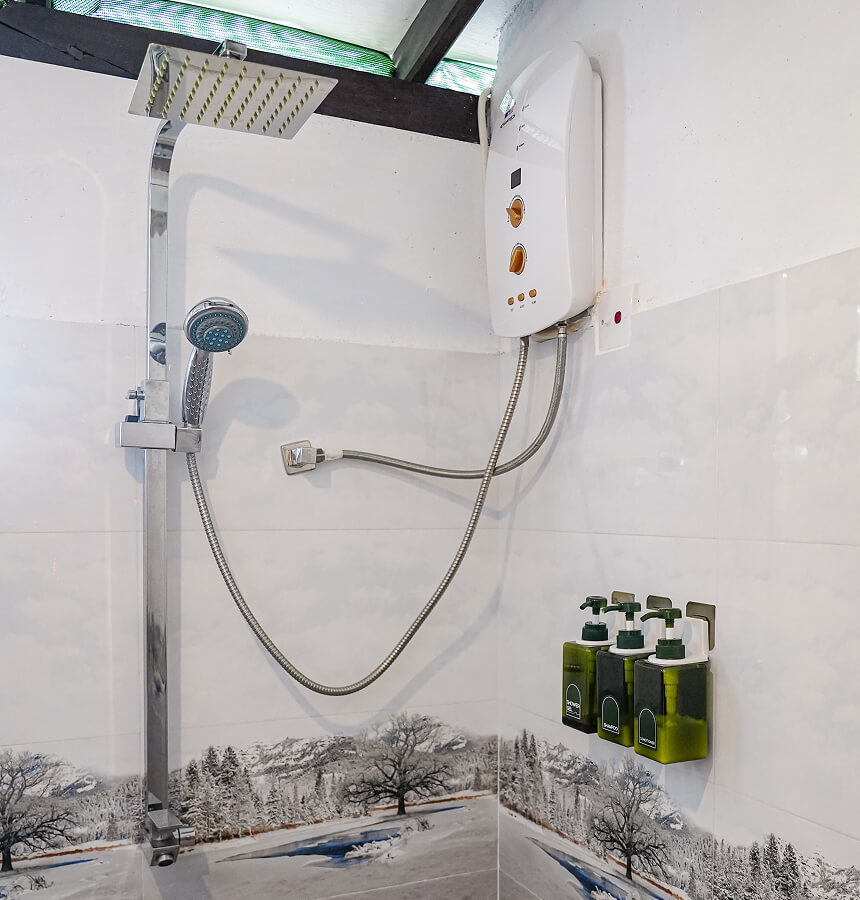 Private shower upstairs hiriketiya accommodation