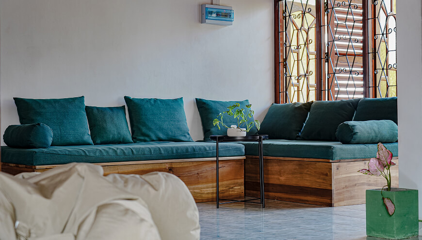 Sofa chill corner in Coliving Hiriketiya